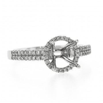 0.23 Cts. 18K White Gold Diamond Halo Engagement Ring Setting